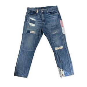 Polo Ralph Lauren Women The Avery Boyfriend Patchwork Distressed Jeans size 30